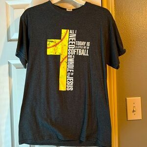 grey cotton softball jesus shirt size M
